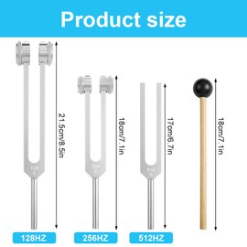 LUFEIS Tuning Forks for Healing (128Hz, 256Hz, 512Hz), Tuning Fork Medical, 128 Hz Tuning Fork for Chakra Healing, Sound Therapy, Tuning Fork Set Frequency Healing Devices, Meditation Tools (Silver)