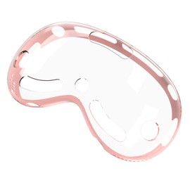Protective Cover for Vision Pro Shockproof Transparent TPU PC VR Headset Protective Cover Case Accessory Pink