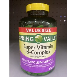 Spring Valley Super B Complex with Vitamin C & Folic Acid 500 Ct. Exp. 01/2026.