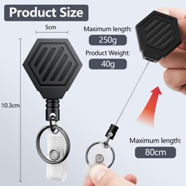 Heavy Duty Retractable Keychain Lanyard with Belt Clip and Magnetic Closure, Retractable Carabiner ID Badge Holder Reel Keyring, 255 g Retraction, 89 cm Steel Cord