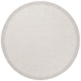 SAFAVIEH Beach House Collection Area Rug - 6'7" Round, Ivory & Light Grey, Indoor/Outdoor, Weather Resistant & Washable, Ideal for Patio, Backyard, Mudroom, Deck (BHS404A)