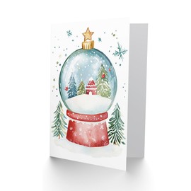 Artery8 Decorated Tree Cabin Snow Globe Blank For Him Or Her Art Xmas Festive Christmas Card