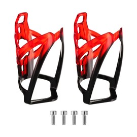 HARFINGTON 2pcs Bike Water Bottle Holder 5.3" PC Universal Bicycle Bottle Cages Ultralight Cycling Hydration Brackets with Screws for MTB Mountain Road Gravel, Black Red