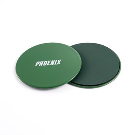 Phoenix Fitness Dual-Sided Gliding Discs - 2x Core Sliders for Cardio, HIIT & Full Body Workout - Core Trainer for Carpet & Hard Floors at Home & Gym - Green