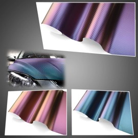 Free Tool Kit Purple Teal Chameleon Carbon Fiber Vinyl Wrap Bumper Sticker Decal Film - 60"x180" (5FTx15FT)