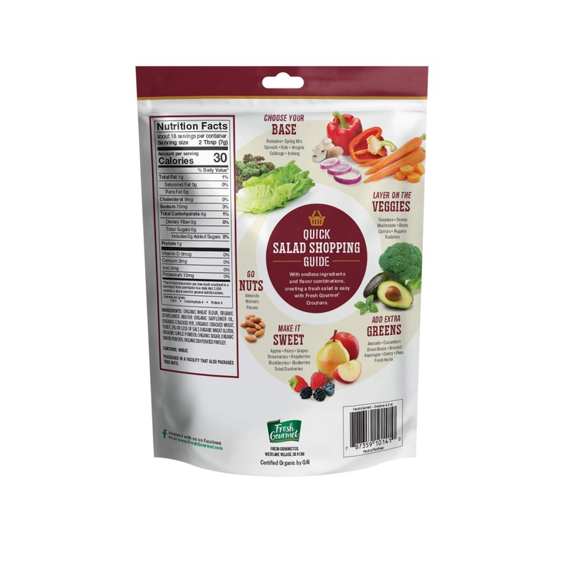 Fresh Gourmet Specialty Croutons | Organic Seasoned | 4.5 Ounce,