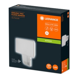 Ledvance LED Floodlight, Light for Outdoor Use, Warm White, 151 mm x 56 mm x 205 mm, Endura Pro Flood, White, 27W
