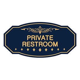 Signs ByLITA Victorian Private Restroom Sign (Navy Blue/Gold) - Large