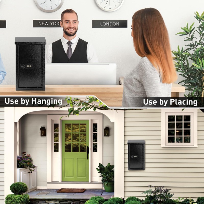 xydled Wall-Mounted Key Drop Box with Combination Lock, Metal Mailbox,