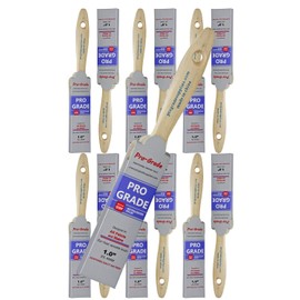 12PK 1 inch Flat Brush Premium Wall / Trim House Paint Brush Set Great for Professional Painter and Home Owners Painting Brushes for Cabinet Decks Fences Interior Exterior & Commercial Paintbrush.