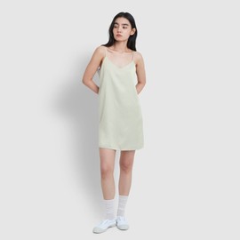 JAJU [JAJU] Women's Satin Stretch Slip Dress_Khaki Gray