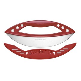 Rainspire 12" Pizza Cutter Rocker Blade Stainless Steel Pizza Rocker with Cover Sharp Blade Pizza Knife Dishwasher Safe Kitchen Gadgets Home Essentials, Red