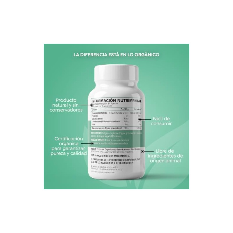 Organic Side - Orégano Orgánico - 60 Capsulas vegetales