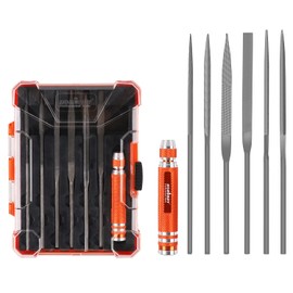 HORUSDY Needle File Set, Interchangeable Mini Files 6Pcs Steel Files with Handle Hardened Alloy Strength Steel for Precision Metal File Work, Woodworking, Plastic Carving, Craft Tool