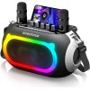 SUDOTACK Portable Karaoke Machine with LED Lights, 2 Wireless Mics,