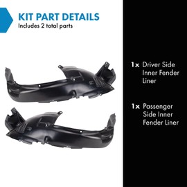 TRQ Inner Fender Liner Set Compatible with 2003-2009 Lexus GX470 LX1250115 LX1251115