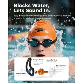 Ear Plugs for Swimming–2 Pairs Soft Silicone Reusable Waterproof Earplugs for Adults & Men Women, Custom Fit for Swimmers Ear, Pool, Beach, Snorkeling, Surfing, Kickboard Training(Orange)