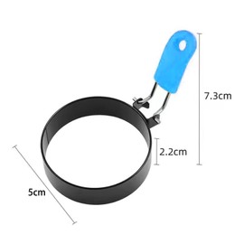 FUZVOL 2 Pcs Egg Rings Moulds Stainless Steel Non Stick Eggs Ring with 1 Oil Brush and Anti-Scald Folding Handle for Frying Cooking Pancake Meat Patty Breakfast （Blue）