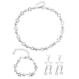 GTYHH 1 Necklace, 1 Bracelet and 1 Pair of Earrings, Star Element Jewellery, Y2K Jewellery, Punk Jewellery, Women's Jewellery
