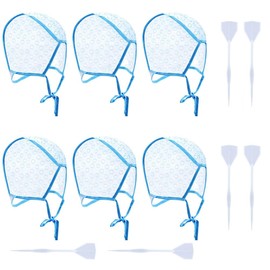 Bestac 6 Pieces Hair Cap Highlighting Frosting Cap Hair Dye Cap with Plastic Hooks Salon Hairdressing Tool Kit Coloring Cap Highlighting Cap(Blue)
