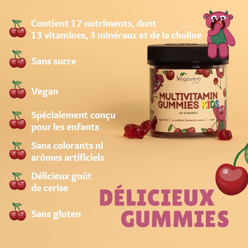 Vegavero Multivitamin Gummies for Children, Sugar-Free & Vegan, Multivitamin Gummies