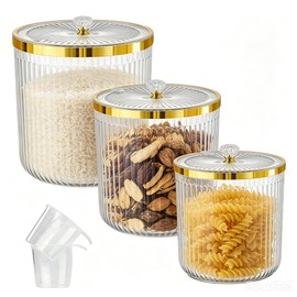 SZRUNZHU Rice Storage Container,Pantry Large Food Storage Organization with Lids&Scoop Airtight Cereal Dispenser for Flour, Sugar, Cereal, Rice, Cereal,Dry Goods,（3PC；12&7.9&5.8QT）