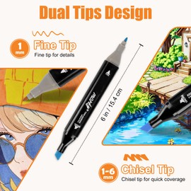 Brled 262 Colors Alcohol Markers with Free App, ‎Chisel Tip and Fine Tip, Alcohol-Based Marker for Artists, Art Markers for Painting, Coloring, Sketching and Drawing,Great Gift Idea