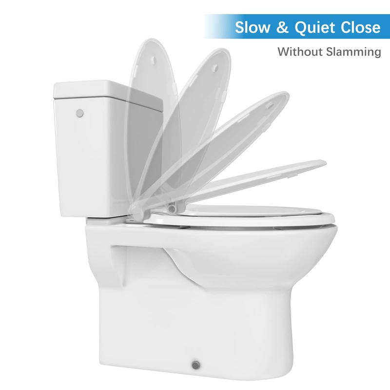 Toilet Seats Elongated, Toddler Potty Training Seat Built-In, Quiet-Close Lid,