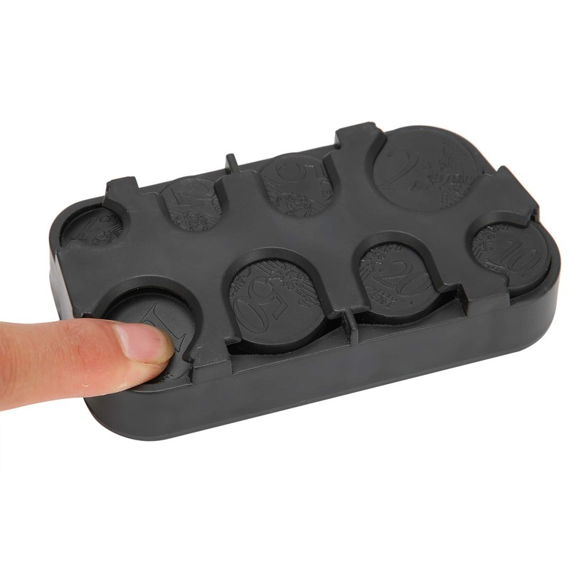 Coin Organiser Plastic Coin Holder Rectangle Euro Coin Dispenser Storage
