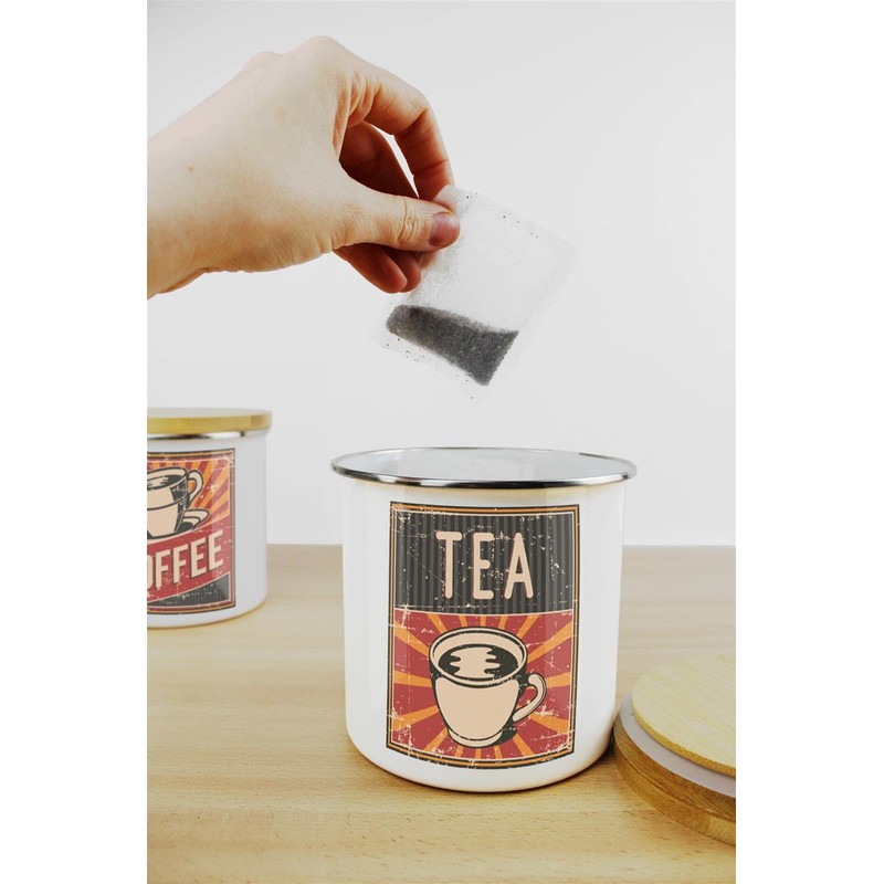 Purely Home Retro 1950s Style Decaf Tea Canister - White