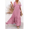 CHARTOU Women's Boho Ruffle Sleeve Flowy Maxi Dress Lace Up