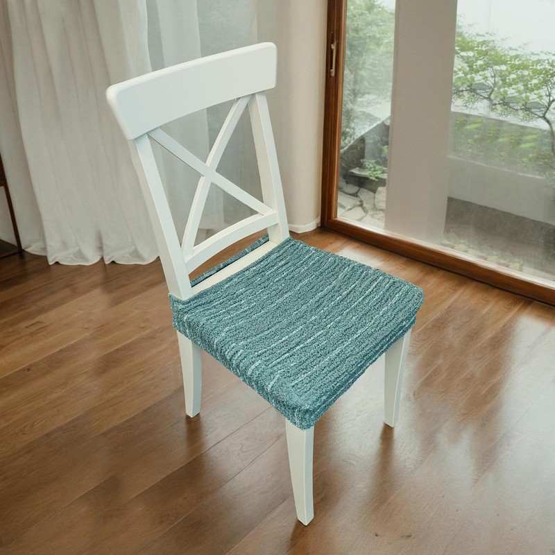 Lawalon Heavyweight Cotton Dining Seat Covers for Chairs (Blue, Set