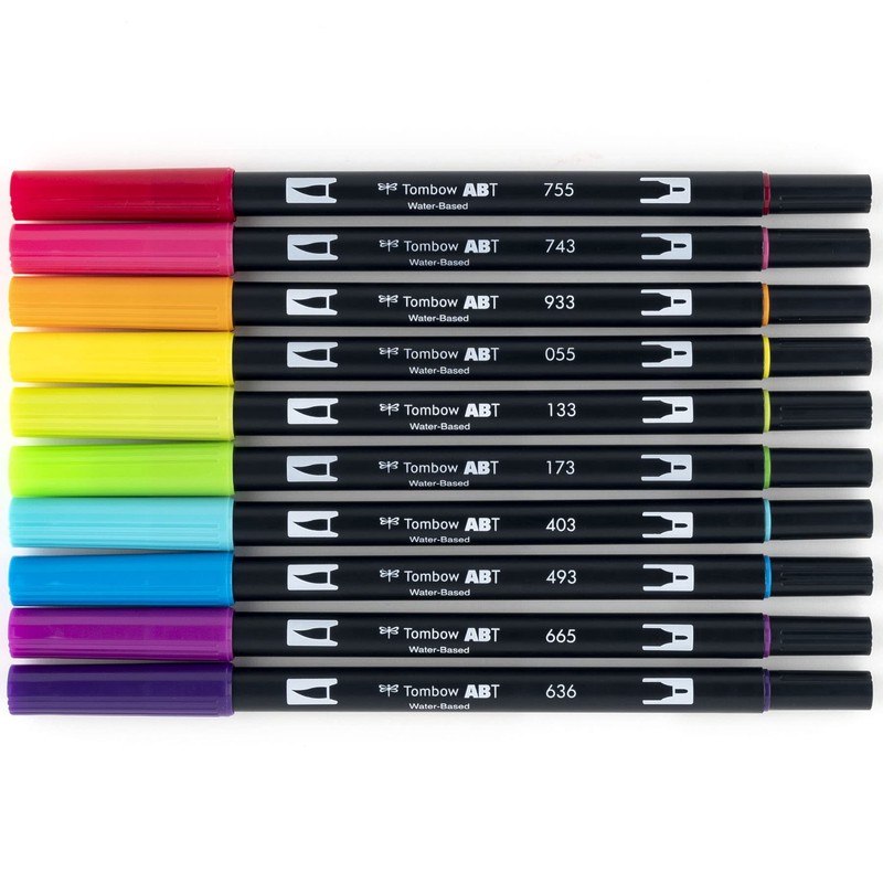 Tombow - Rotuladores artísticos con doble pincel, brillantes, paquete de
