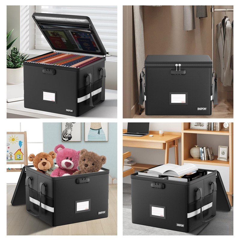 ENGPOW 5200°F Fireproof Document Box with Lock, Heat Insulated Collapsible