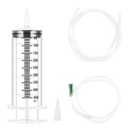 MOSTFUN MOSTFUN Large Syringe, 450ml Large Capacity Plastic Syringe, Reusable Liquid Syringe with 2 Catheter for Oil or Glue Applicator, Laboratory, Industry, Garden, Pet Feeding
