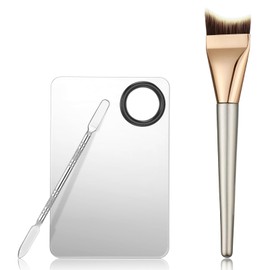 Nogeqi 3 Pcs Make Up Spatula Tool Including Makeup Mixing Palette,Makeup Palette Tray,Foundation Spatula,Korean Make up Tool Accessories Set for Women Girl(Fishtail Shape Brush)