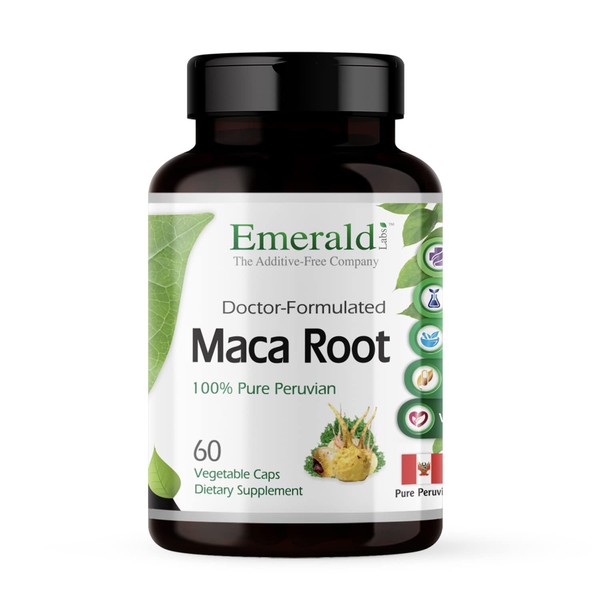 Emerald Labs Maca Root - Daily Supplement with 100% Pure Peruvian Maca Root for Endocrine Health of Men & Women - Gluten Free, Vegan, Non-GMO - 60 Vegetable Capsules