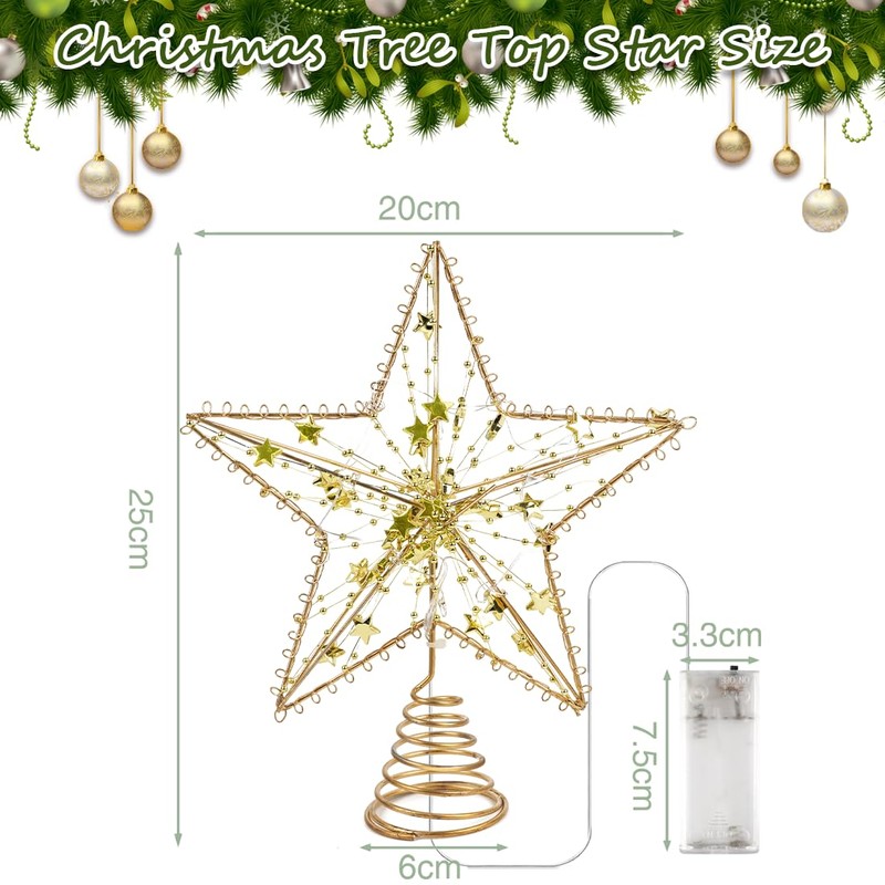 Sprinlot Christmas Tree Top Star, Christmas Tree Topper, Christmas Tree
