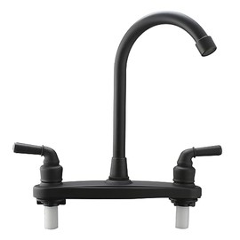 RV Non-Metallic Kitchen Faucet Oil Rubbed Bronze Two Handle-8" Main Body-High Arch-360 Swivel Replace for Motorhomes, Travel Trailers,Campers