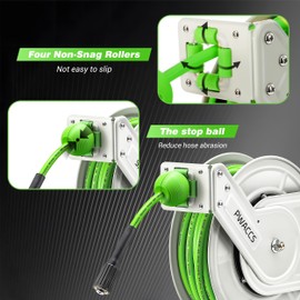 PWACCS Retractable Pressure Washer Hose Reel, 1/4" x 60ft Heavy Duty Power Washer Hose Reel, High Pressure Reel Auto Rewind, Wall/Floor Mounted, 3600 PSI