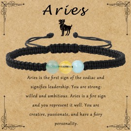 GolbalJew Aries Zodiac Bracelets for Women Healing Crystal Stone Beads Bracelet Birthday Zodiac Gifts Horoscope Spiritual Bracelet