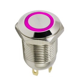 ESUPPORT 12mm Purple LED Light 2A Momentary Push Button Switch Stainless Waterproof Car Boat