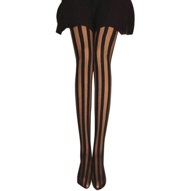 Women Vertical striped black stockings Sheer Stockings Leggings (AU, Alpha,