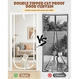 Maraiss Double-Sided Zip Cat Screen Door - Heavy-Duty Cat Door Screen Fits 90cm x 200cm Frames Fly Nets For Doors Screen Door for Dogs, Cats & Mosquitoes in Kitchen, Corridor