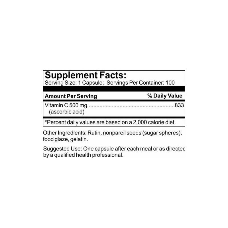 Vitamin C Time Released with Rutin 500 mg Capsules (100)