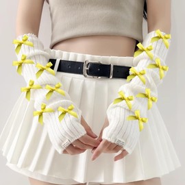 30pcs Bow Charms for Socks Mini Ribbon Bow Junk Socks Charms Brooch Pins Girly Y2K Decorative Pins for Shoes Shirts Hats Socks Gloves Crafts Coquette Safety Pins Accessories Bulk (Yellow)