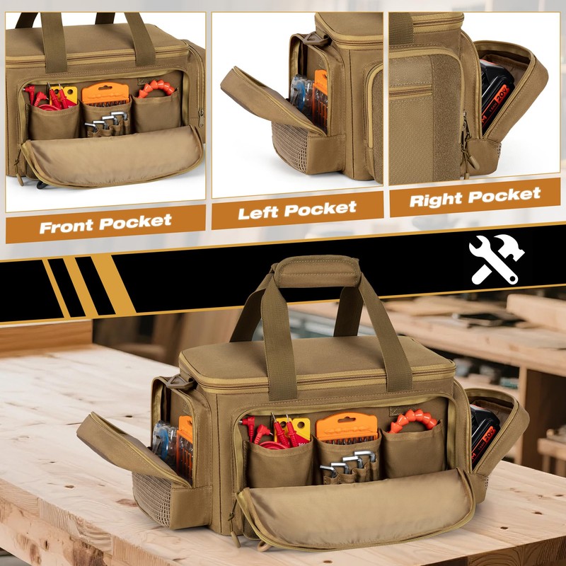 Tactical Tool Bag with Anti-friction Bottom, Hand Tool Tote Storage