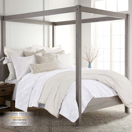 Levtex Home - 100% Linen Front/100% Cotton Back - Full/Queen Quilt - Washed Linen - White - Quilt Size (88 x 92in.)