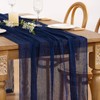 DeZerlor Navy Blue Cheesecloth Table Runner 4 Pack Boho Gauze