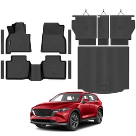 Tapetes para todo tipo de clima con forro de carga y tapete de respaldo para Mazda CX-5/CX5 2026, juego completo de revestimientos de goma TPE con protectores de umbral de puerta, tapetes automotrices